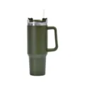 40oz green stainless steel insulated tumbler with handle and straw for car cup holders - 40oz / Army Green