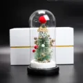 Árbol de navidad cúpula de vidrio luz LED adorno regalo de fiesta decoración de escritorio - Árbol de Navidad + Pompon Rojo + Caja de Regalo
