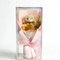 Gehäkelter Sonnenblumen Teddybären Blumenstrauß Geschenkbox für Abschlussfeier und Lehrertag. - Rosa