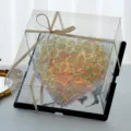 Boîte cadeau de rose irisée fleur éternelle détail, haut-parleur bluetooth miroir lumineux. - Modèle haut de gamme enceinte Bluetooth et lumière / Cœur Miroir - Rose Colorée