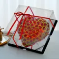 Coffret cadeau cœur rose irridescente Saint-Valentin avec emballage transparent et ruban rouge. - Modèle haut de gamme enceinte Bluetooth et lumière / Cœur Miroir - Rose Colorée - Rouge