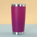 Stainless steel 20oz vacuum insulated tumbler in vibrant magenta with clear lid for travel use. - 20oz / Rose Red