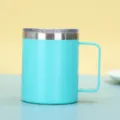 tazza da caffè termica in acciaio inossidabile turchese da 14oz con manico - 14oz / Blu lago