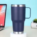 Ανοξείδωτο θερμός ποτήρι με λαβή 20oz κούπα καφέ κενού σε σκούρο μπλε χρώμα για ταξίδι. - 20oz / Ναυτικό μπλε