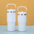 Einfarbiger 20oz Edelstahl Isolierbecher Auto Becher mit tragbarem Griff fuer den Alltag. - 20oz / Weiß