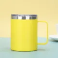 Tazza da caffè termica 14oz in acciaio inossidabile giallo con manico e coperchio - 14oz / Giallo