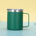 Tazza da caffè termica verde da 14 once in acciaio inossidabile con manico e coperchio - 14oz / Verde militare