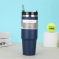 Ανοξείδωτο θερμομονωτικό κύπελλο 30oz με καλαμάκι και καπάκι για ταξίδια εξωτερικού χώρου. - 30oz / Ναυτικό μπλε