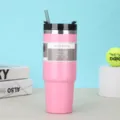 Μεγάλο Ροζ Θερμός 30oz από Ανοξείδωτο Ατσάλι με Καλαμάκι και Περιστρεφόμενο Καπάκι - 30oz / Ροζ