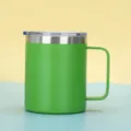 Tazza termica 14oz in acciaio inox verde con manico e coperchio per caffè ufficio - 14oz / Verde