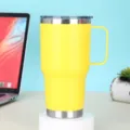 tazza termica in acciaio inox da 20 once con manico tazza da viaggio gialla - 20oz / Giallo