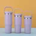 Edelstahl vakuumisolierter Becher mit praktischem Griff in einfarbigem lila Design. - 20oz / Violett