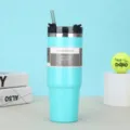 ανοξείδωτο θερμικό ποτήρι 30oz με καλαμάκι και περιστρεφόμενο καπάκι για εξωτερική χρήση - 30oz / Μπλε της Λίμνης