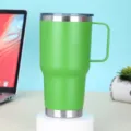 Tazza termica in acciaio inox da 20oz con manico, bicchiere da viaggio per caffe verde. - 20oz / Verde