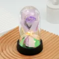 Rose eternelle dôme en verre veilleuse LED cadeau romantique saint valentin deco table - Violet