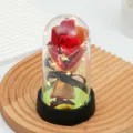 Lampe rose dôme en verre veilleuse LED cadeau romantique décoration de table Saint-Valentin - Rouge