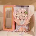 Coffret Cadeau Bouquet de Fleurs de Savon Roses Saint-Valentin Idée Cadeau Romantique - Boîte Fenêtre Ouverte Rose (Rose Elsa + Hortensia)