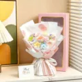 Ramo de flores de cerámica de Jingdezhen regalo de San Valentín para novia cumpleaños - Caja con Ventana 11 Flores de Cerámica ~ Rosa