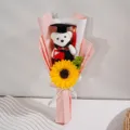 Abschluss Sonnenblumen Plüsch Bär Blumenstrauß Variante in Rosa und Weiß mit Schleife. - Rosa