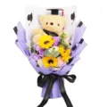 Abschluss Bär Sonnenblume Seifenblume Blumenstrauß Geschenk für Studenten im Großhandel - Lila Doktor Bär