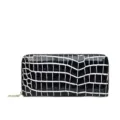 Stylish black and white crocodile pattern long zip-around wallet for women. - Crocodile Pattern Long (7101) / 1 Piece / Black and White