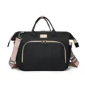 Borsa fasciatoio nera versatile per mamme con accenti beige e tracolla regolabile - Nero