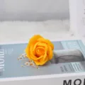 Cabeza de flor de rosa de jabón amarillo de tres capas para ramos de bricolaje San Valentín - Cabeza de Tres Capas / Amarillo