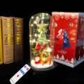 Festive Christmas glass dome decoration with LED lights, Santa, and reindeer miniatures - Rotating Music Box+USB Remote+Santa & Reindeer+Christmas Tree / Rainbow Gold