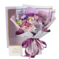 Elegant purple soap rose bouquet with gift box and Best Wishes card for Valentine's Day - Purple Gift Box Hydrangeas and Manta Purple Flowers / Bouquet and Gift Box (No Bag Included)