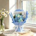 Kunstmatige zeep roos boeket blauw handgemaakte bloem cadeau valentijnsdag woondecoratie - Blauw