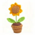 Tournesol en pot au crochet fait main, jolie fleur en laine pour déco de bureau à la maison - Petite Plante en Pot de Tournesol