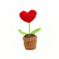 Handmade crochet heart flower potted plant cute desktop decor gift for home room - Small Potted Plant - Small Red Heart