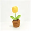 Handmade Crochet Yellow Tulip Potted Plant Cute Desktop Decor Knitted Flower Gift Item - Small Potted Plant - Yellow Tulip