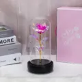 Konservierte Rose Glaskuppel mit bunter Goldfolienblume, romantisches Valentinstagsgeschenk. - Paket 1 Standardmodell / Einzelne Goldfolie - Buntes Rosa