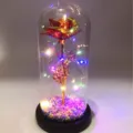 Künstliche Folienrose in Glasglocke mit LED-Lichterkette, romantische Valentinstag Deko. - Paket 1 Standardmodell / Bunt Rot