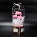 Cadeau de fête des mères 3 œillets roses fleurs de savon artificielles bouquet boîte transparente. - Boîte Cadeau 3 Œillets / Rose