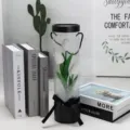 Transparent PVC cylinder box with white artificial tulips, elegant home decor gift item. - White