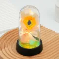 Veilleuse LED dôme en verre tournesol cadeau romantique décoration bureau veilleuse lampe - Jaune