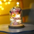 Ewige Rose Seifenblumen Strauß in Glaskuppel mit LED Licht als romantisches Geschenk - BL 2 Sonnenblumen & rosa Rose
