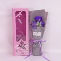 Artificial rose soap flower gift box bouquet, perfect Valentine Day gift and home decor. - Large Gift Box 5-Head Bouquet / Purple