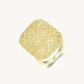 Elegante anillo cuadrado dorado con textura de malla tejida para mujer - Talla 6 / Anillo / Dorado