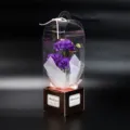 Cadeau de Fête des Mères 3 têtes œillet artificiel savon bouquet dans boîte transparente - Boîte Cadeau 3 Œillets / Violet