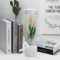 PVC simulation tulip flower round cylinder gift box home decor photography props - Champagne