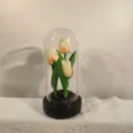 Veilleuse tulipe sous cloche en verre fleur artificielle déco chambre lampe cadeau maman - Tulipes champagne avec lumière