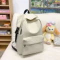 Schlichter minimalistischer cremeweißer Rucksack mit großem Fassungsvermögen für Schule - 1 / Gebrochenes Weiß
