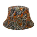 Cappello da pescatore vintage con stampa paisley, cappellino estivo casual da esterno. - Adulto 55-58cm / Motivo paisley arancione