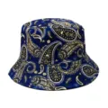 Cappello da pescatore vintage con motivo paisley blu per uomo donna cappello sole. - Adulto 55-58cm / Unkut Paisley Blu