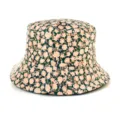 Cappello da pescatore da donna con stampa floreale casual protezione solare autunno inverno - Adulto 55-58cm / Verde pavone con piccoli fiori rosa