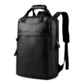 Mochila de negocios clásica en cuero sintético negro con gran capacidad para hombres y alumnos - Estilo de Negocios / Tamaño Número Cinco / Negro