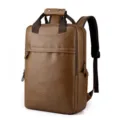 Mochila de negocios profesional en cuero marrón para hombre de gran capacidad elegante - Estilo de Negocios / Tamaño Número Cinco / Caqui